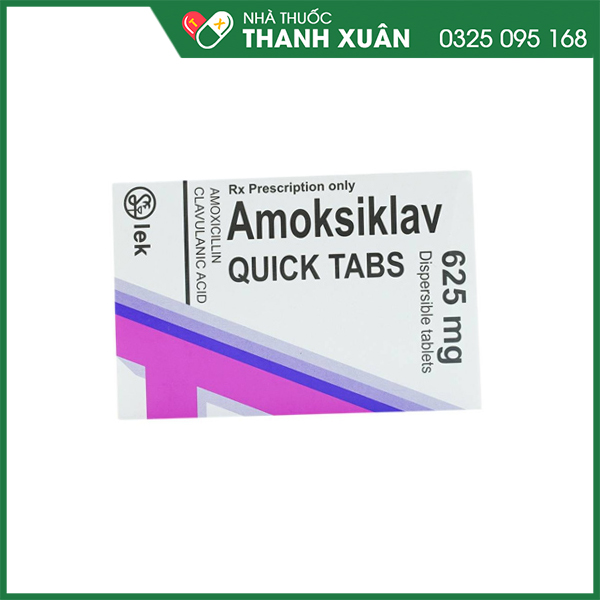 Amoksiklav Quicktab 625mg trị nhiễm khuẩn